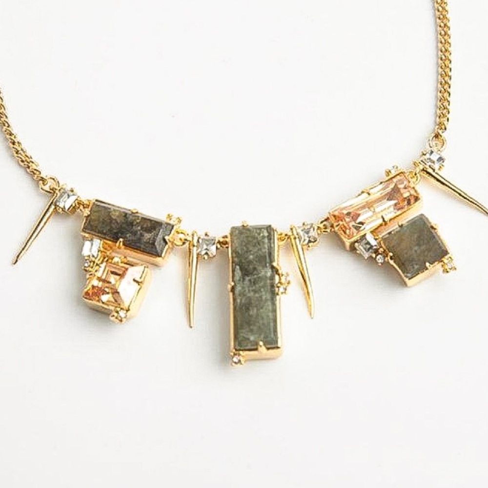 Alexis Bittar Geometric Crystal Spike Bib Necklace